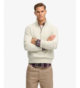 Superdry para hombre. M2013750A Sudadera Essential Logo media cremallera beige (XL), Casual, Algodón