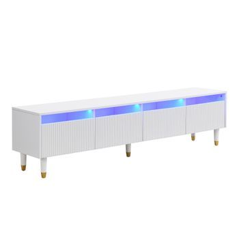 Mueble De Tv Blanco De 178 Cm, 4 Cajones Y Gestión De Cables
