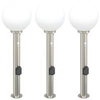 balizas de luz con sensor y tomacorriente 3 unidades 80 cm acero inoxidable ip44 vidaxl