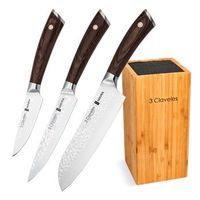3 claveles sakura - juego de 3 cuchillos profesionales forjados y soporte de bambu