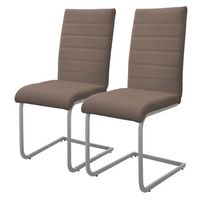 juego 2x sillas de comedor tapizadas de pu marron ml-design