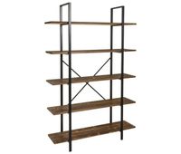 estanteria de madera y metal marron 120x32x178