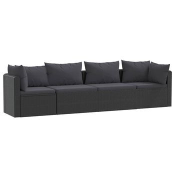 Set De 4 Uds Sofás De Jardín | Sofá De Exterior Y Cojines Ratán Sintético Negro