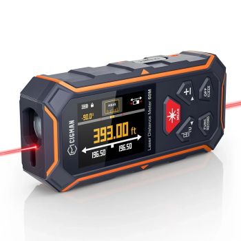 CIGMAN CD-60R Medidor de Distancia Laser Bilateral 393ft/120m Pantalla Retroiluminada a Color Recargable Tipo-C Herramie