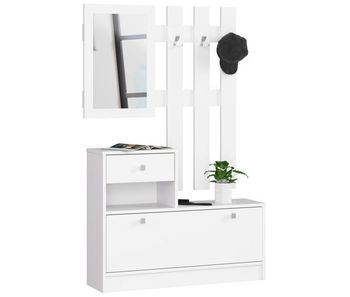 Conjunto de muebles con zapatero akord blanco 90 cm 1 puerta 1 cajón color blanco mate 2 estantes 90x25x170 cm