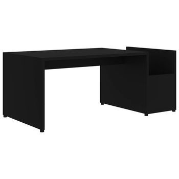 Mesa De Café | Mesa De Centro Madera Contrachapada Negro 90x45x35 Cm