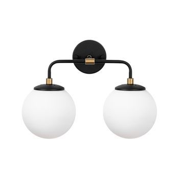 Lámpara De Pared Horn-12212 Crema Antigua Negro Metal Vidrio 37x21x27 Cm