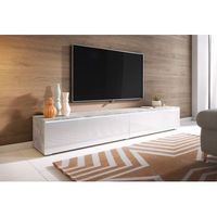 mueble de tv lowboard d 180 cm mueble de television mueble de salon con iluminacion led color hormigonblanco brillo