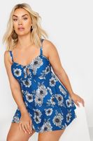 yours vestido de bano azul de flores efecto vientre plano