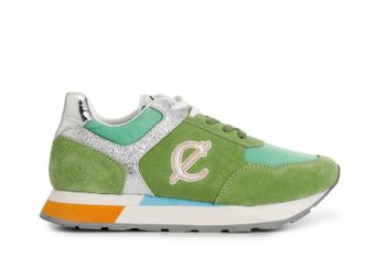 zapatillas deportivas de piel de ante y tejido con apliques de glitter green 37