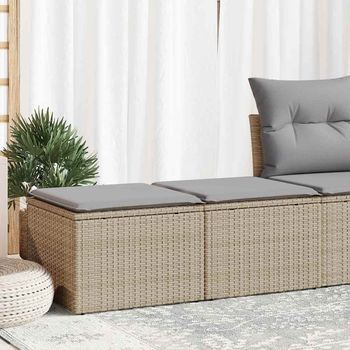 Set Sofás Jardín Y Cojines 2 Uds | Juego De Muebles De Jardín Ratán Sintético Acacia Beige Cfw49684