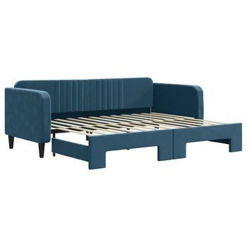 Sofá Cama | Cama Para Adulto | Sofá Convertible Nido Terciopelo Azul 90x200 Cm