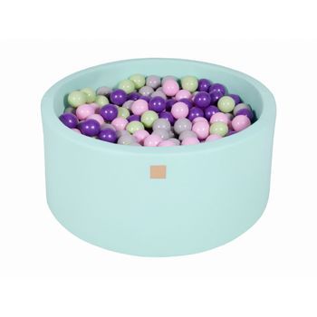 Meowbaby Piscina De Bolas, Round Seca Para Niños, Menta : Rosa Pastel/gris/morado/verde Claro, 300 Pcs, 90x40cm