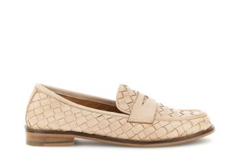 mocasines de piel tejida ecru
