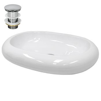 Lavabo Cerámico Redondo 350 X 350 X 120 Mm Blanco Ecd Germany