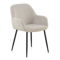 pack 4 sillones tapizados tela  pana blanca patas metalicas