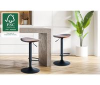 set de 4 taburetes de bar skelde en madera y metal nogal 385x41x56 cm