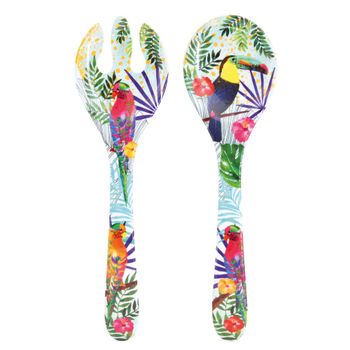 Servidores de ensalada de melamina con estampado de tucanes 33 cm