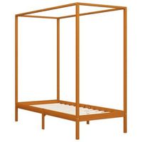 cama con dosel de madera maciza de pino marron miel 90x200 cm