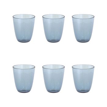 Juego de 6 vasos altos vidrio azul 31 cl