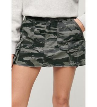 Superdry para mujer. W7210305A Falda Utility Parachute gris (S), Casual, Camuflaje, Algodón