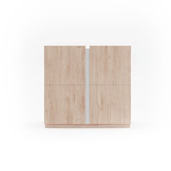 Zapatero melamina roble claro detalle blanco 90x95x35 cm