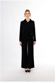 pantalón palazzo de terciopelo tornasolado petrolium