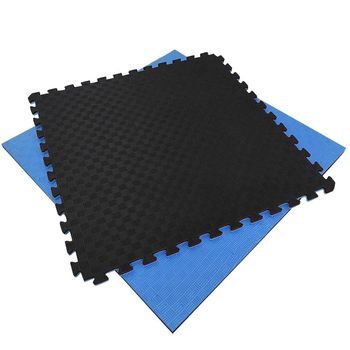 Tatami Puzzle 1x1x20 mm Negro - Azul Pack Ahorro【20 Unidades】 Antideslizante, Yoga, Pilates