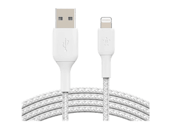 Cable USB - Belkin BoostCharge Pro trenzado Lightning a USB-A, 1 m, Universal, Blanco
