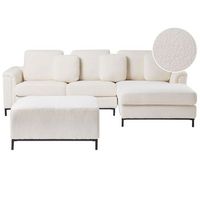 sofa esquinero tapizado en tela boucle blanca con otomana en forma de l version izquierda oslo