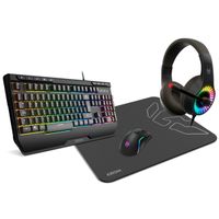 krom kenya - combo teclado raton y alfombrilla led rgb teclado membrana sonido estereo 8000 dpi negro