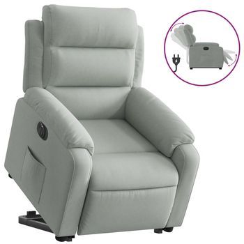Sillón De Salón | Silla | Sillón Eléctrico Reclinable Elevable De Terciopelo Gris Claro