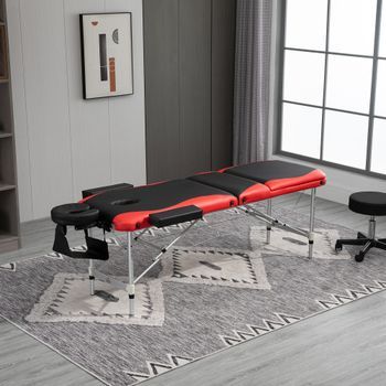 Mesa De Masaje De Plástico Aluminio Homcom 215x81x61-84 Cm-negro