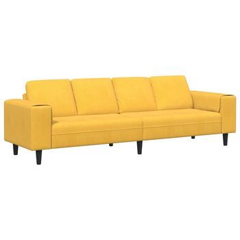Sofá Amarillo Claro 250 X 77 X 76 Cm Tela De Pana Vidaxl