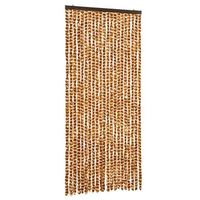 cortina mosquitera chenilla ocre y blanco 90x220 cm vidaxl