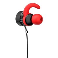 auriculares hp dhe-7004 con cable jack 35 mm para musica y llamadas microfono negro y rojo