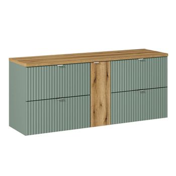 Mueble bajo lavabo 140cm 4 cajones paneles de melamina y mdf verde