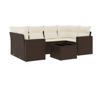 vidaxl juego de sofas de jardin 7 piezas con cojines ratan pe marron