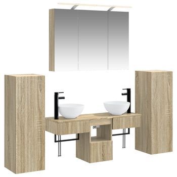 Juego De Muebles De Baño 6 Pcs Roble Sonoma Vidaxl