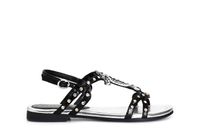 sandalias efecto piel craquelada con tachuelas y tira en la entrepierna black 41