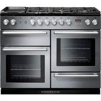 rangemaster nexus 110 dual fuel range cooker - stainless steel  chrome stainless steel