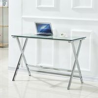 escritorio de ordenador - mesa de estudio - vidrio templado - transparente 110x55x76cm