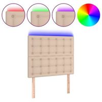 cabecero con luces led cuero sintetico capuchino 90x5x118128cm