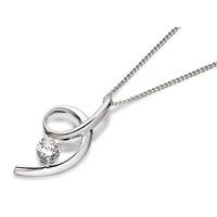 Silver Cubic Zirconia Swirl Pendant And Chain - F3589