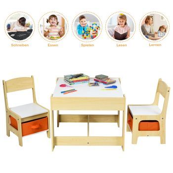 3 Uds. Grupo De Asientos Para Niños, Muebles Para Niños, Juego De Asientos Para Niños, Mesa Para Niños Con 2 Sillas De Madera, Mesa Para Pintar 3 En 1