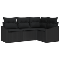 juego de sofa de jardin de 4 uds con cojines de polirratan negro cfw919958