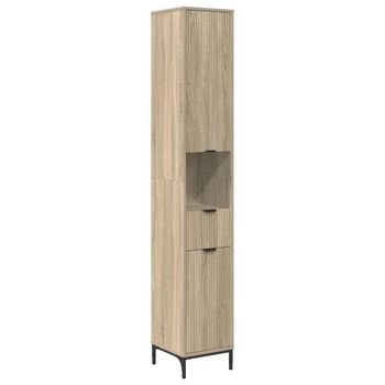 Gabinete De Baño Roble Sonoma 31,5 X 33 X 190 Cm Vidaxl