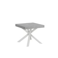 mesa extensible 90x90194 cm clerk tapa cemento patas blancas