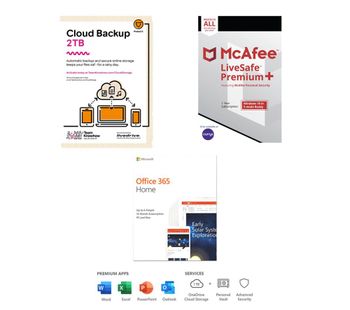 MCAFEE LiveSafe Unlimited Devices, Microsoft Office 365 6 Users & Knowhow 2 TB Cloud Backup Bundle - 1 year