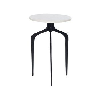 Mesa Auxiliar De Mármol Blanco Negro 36 Cm Glamour Sala De Estar Dormitorio Tihoi